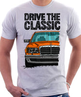 Drive The Classic Mercedes W126  Prefacelift Grey Bumpers T-shirt in White Colour