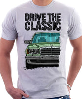 Drive The Classic Mercedes W126  Prefacelift Grey Bumpers T-shirt in White Colour