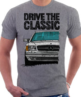 Drive The Classic Mercedes W126 SEC Facelift Grey Bumpers T-shirt in Heather Grey Colour