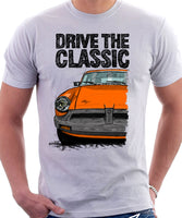 Drive The Classic MGB Rubber Bumper. T-shirt in White Colour