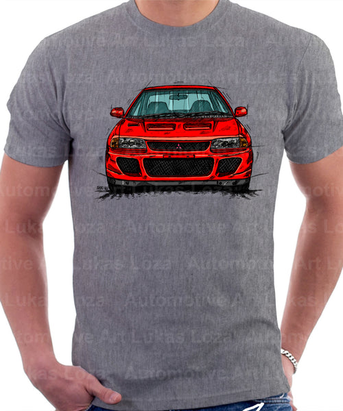 Mitsubishi Lancer Evolution 1&2. T-shirt in Heather Grey Colour