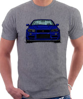 Nissan Skyline R34. T-shirt in Heather Grey Colour