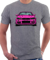 Nissan Skyline R34. T-shirt in Heather Grey Colour