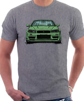 Nissan Skyline R34. T-shirt in Heather Grey Colour