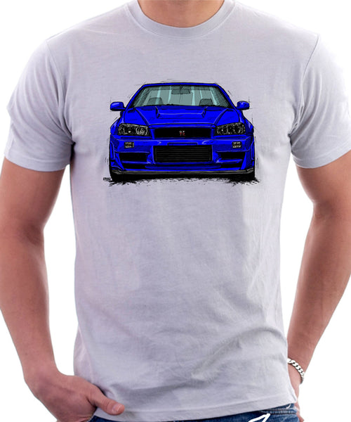 Nissan Skyline R34. T-shirt in White Colour