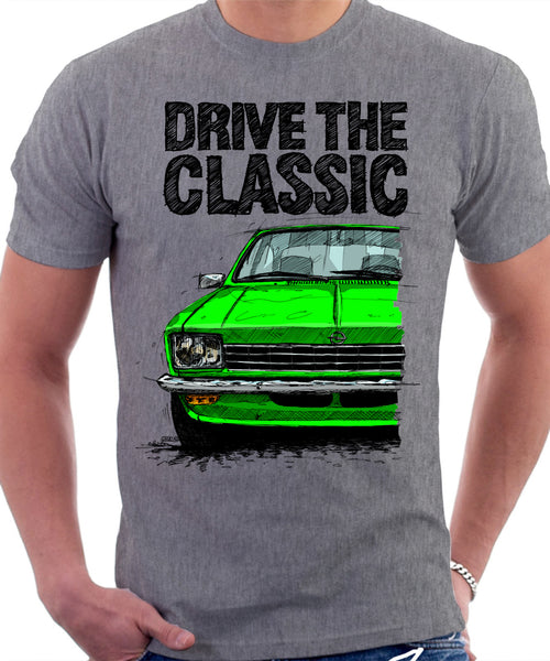 Drive The Classic Opel Kadett C Early Model. T-shirt in Heather Grey Colour