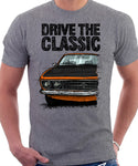 Drive The Classic Opel Manta A Black Bonnet. T-shirt in Heather Grey Colour