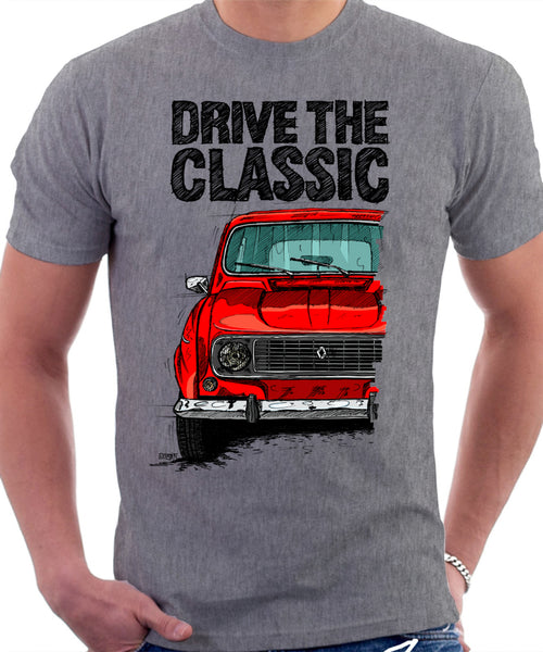 Drive The Classic Renault 4 1974 Model. T-shirt in Heather Grey Colour