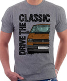 Drive The Classic VW Transporter T4 Late Model Black Bumper . T-shirt in Heather Grey Colour
