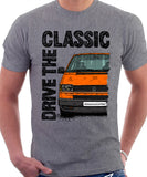 Drive The Classic VW Transporter T4 Late Model Black Bumper . T-shirt in Heather Grey Colour