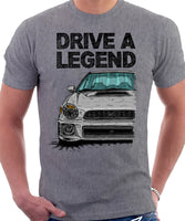 Drive The Legend Subaru Impreza Bugeye WRX. T-shirt in Heather Grey Colour