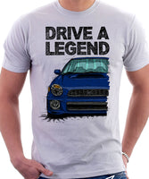 Drive The Legend Subaru Impreza Bugeye WRX. T-shirt in White Colour