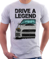 Drive The Legend Subaru Impreza Bugeye WRX. T-shirt in White Colour