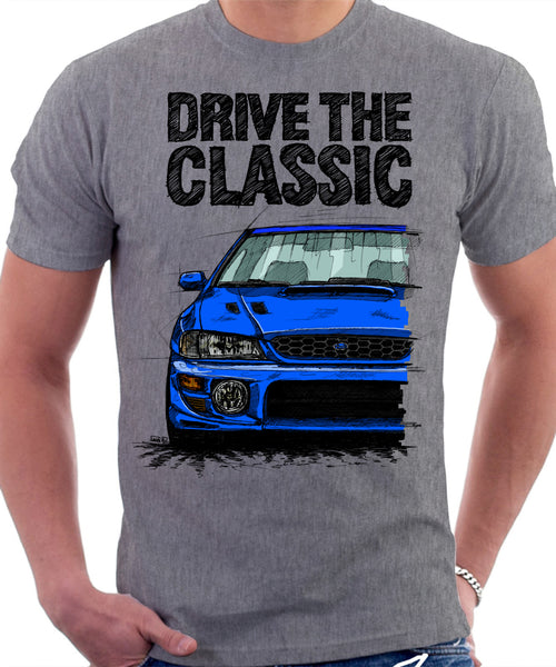 Drive The Classic Subaru Impreza WRX 1st Gen. T-shirt in Heather Grey Colour