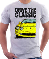 Drive The Classic Toyota Celica 6 Generation Prefacelift. T-shirt in White Colour