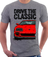 Drive The Classic Toyota Supra Mk4. T-shirt in Heather Grey Colour