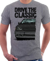 Drive The Classic Vauxhall Nova Late Model. T-shirt in Heather Grey Colour