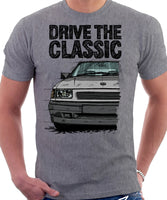 Drive The Classic Vauxhall Nova Late Model. T-shirt in Heather Grey Colour