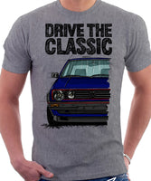 Drive The Classic VW Golf Mk2 GTI Early Model. T-shirt in Heather Grey Colour