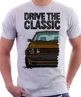 Drive The Classic VW Golf Mk2 GTI Early Model. T-shirt in White Colour