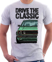 Drive The Classic VW Golf Mk2 GTI Late Model. T-shirt in White Colour