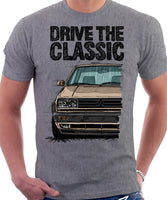 Drive The Classic VW Golf Mk2 Rallye. T-shirt in Heather Grey Colour
