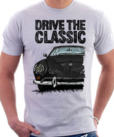 Drive The Classic VW Karmann Ghia Early Model. T-shirt in White Colour