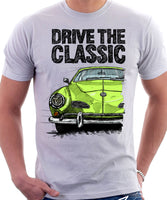 Drive The Classic VW Karmann Ghia Early Model. T-shirt in White Colour