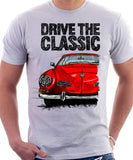 Drive The Classic VW Karmann Ghia Late Model. T-shirt in White Colour