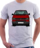 VW Transporter T4 Early Model Black Bumper . T-shirt in White Colour
