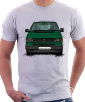 VW Transporter T4 Late Model Black Bumper . T-shirt in White Colour